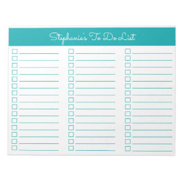 Simple Elegant Teal 8.5x11 Three Column Checklist Anteckningsblock