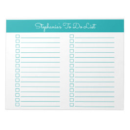 Simple Elegant Teal 8.5x11 Two Column Checklist Anteckningsblock