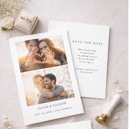 Simple Elegant Text and 2 Photos | Wedding Inbjudningar