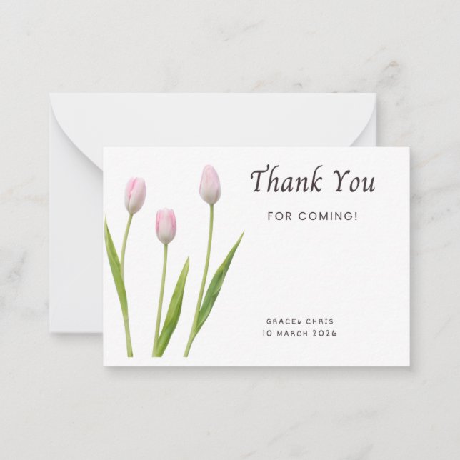 Simple & Elegant Thank You Card | Pink Flower | Pr Anteckningskort (Framsida)