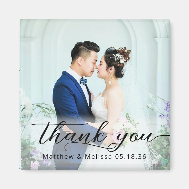 Simple Elegant Thank You Wedding Photo Magnet (Framsidan)