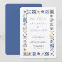 Simple Elegant Tiles Amalfi Coast Italy Wedding Inbjudningar