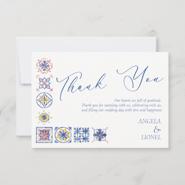Simple Elegant Tiles Amalfi Coast Italy Wedding Tack Kort (Framsida)
