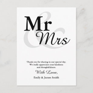 &Simple Elegant Typography Bröllop Tack Vykort