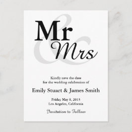 &Simple Elegant Typography Save the Date Meddelande Vykort