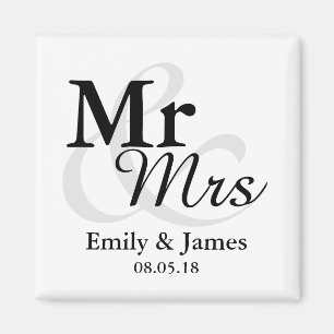 &Simple Elegant Typography Wedding Favor Magnet
