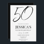 Simple Elegant Unisex 50th Birthday Party Inbjudningar<br><div class="desc">Simple yet elegant birthday party invitation in black and white colours, suitable for men or women. All text, font and font colour is fully customizable to meet your requirements. Sophisticated and stylish invitation for your special day. This example is for a birthday, but could be used for any event including:...</div>