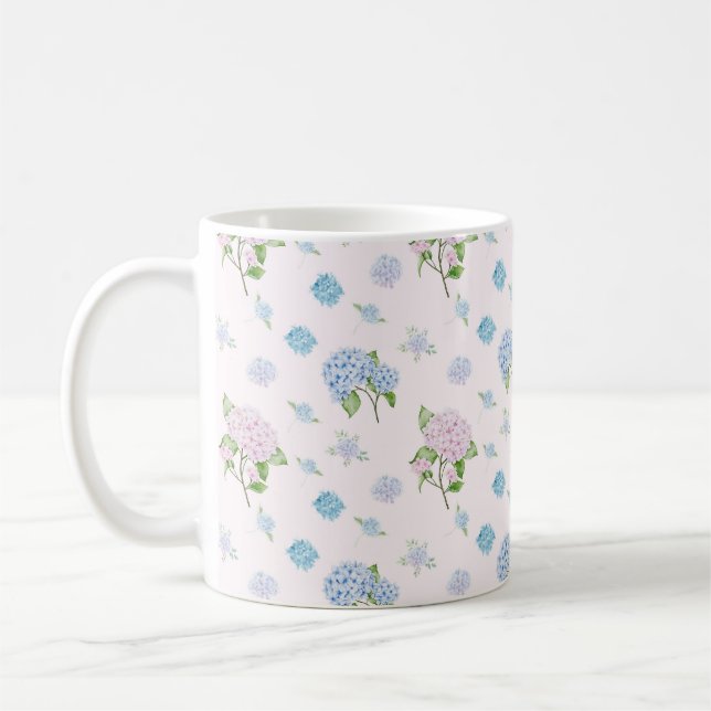 Simple Elegant Watercolor Hydrangea Flowers Kaffemugg (Vänster)