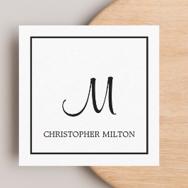 Simple Elegant White Black Monogram Attorney Fyrkantigt Visitkort