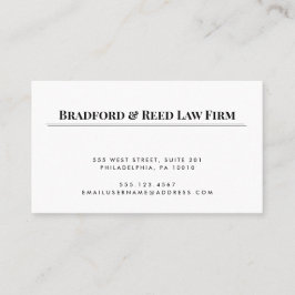Simple Elegant White Black Professionell Attorney Visitkort
