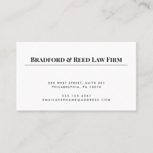 Simple Elegant White Black Professionell Attorney Visitkort