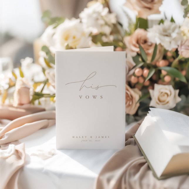 Simple Elegant White Photo Bröllop Hans Vows Kort (Simple Elegant White Photo Wedding His Vows Card)