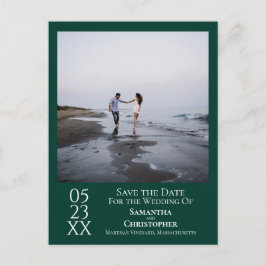 Simple Emerald Grönt Bröllop spara datum Photo Vykort