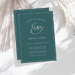 Simple Emerald Grönt Monogram bröllopsinbjudan Julkort<br><div class="desc">Enkel annonsinbjudan till Emerald Grönt Monogram Wedding. Imponera elegant på dina gäster i bröllop med trendigets mörk grönt bröllopsinbjudan med ett vackert, vitt skript, med briden och brudgummens initialer på en gröntens bakgrund. Den här inbjudan har en fantastisk utformning av grönten för skogen, med moderna och minimala vibes, perfekt för...</div>
