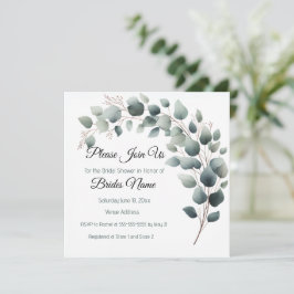 Simple Eucalyptus Bridal Shower Invitation Inbjudningar