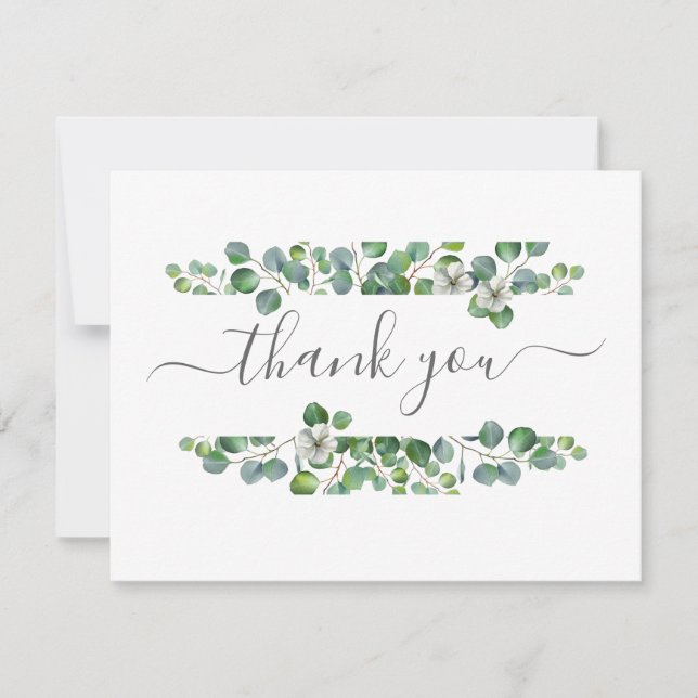 Simple Eucalyptus Greenery Wedding Tack Kort (Framsida)