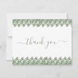 Simple Eucalyptus Greenery Wedding Thank You Card Tack Kort
