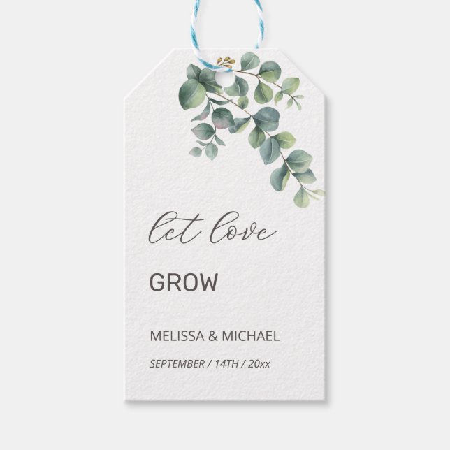 Simple Eucalyptus Leave  Wedding  Presentetikett (Framsidan)