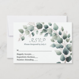 Simple Eucalyptus Wedding RSVP Card OSA Kort