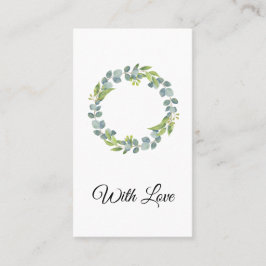 Simple Eucalyptus Wreath Wedding Card - Blank Visitkort