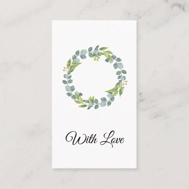 Simple Eucalyptus Wreath Wedding Card - Blank Visitkort (Framsida)