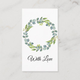 Simple Eucalyptus Wreath Wedding Card - Blank Visitkort