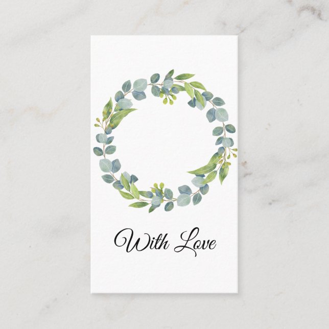 Simple Eucalyptus Wreath Wedding Card - Blank Visitkort (Framsida)