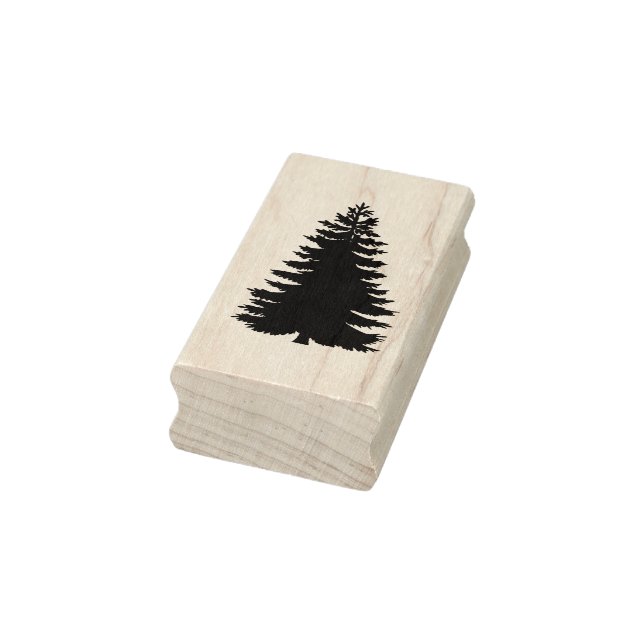 Simple Evergreen Gräs Träd Silhouette Wood Stämpel (Stämpel)