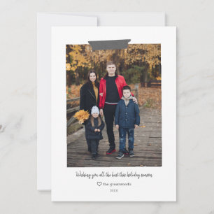 Simple Evergreen Washi Tape Helgdag Photo Card Julkort