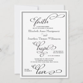 Simple Faith Hope Kärlek Script Wedding-inbjudan Inbjudningar