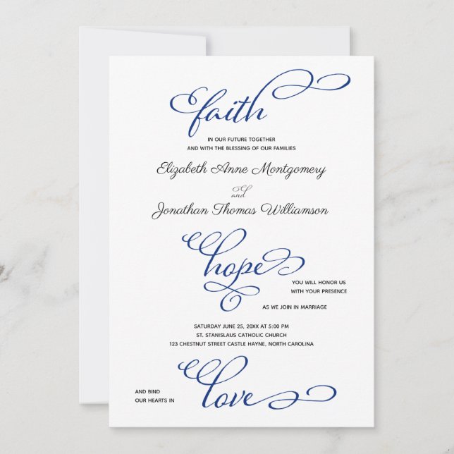 Simple Faith Hope Kärlek Script Wedding-inbjudan Inbjudningar (Framsida)