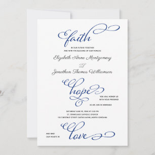 Simple Faith Hope Kärlek Script Wedding-inbjudan Inbjudningar