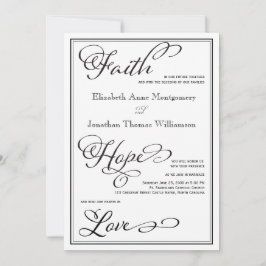Simple Faith Hope Kärlek Script Wedding-inbjudan Inbjudningar