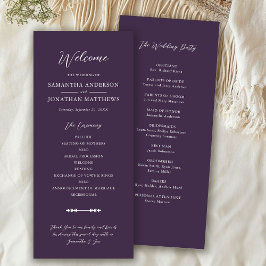 Simple Fall Lila Elegant Script Bröllop Ceremony Program