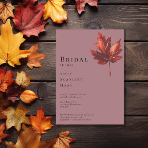 Simple Fall Löv Mauve Bröllop Möhippa Inbjudningar