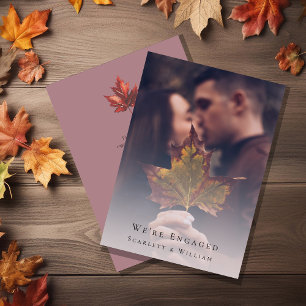 Simple Fall Löv Mauve Elegant Photo Vi är engagera Inbjudningar