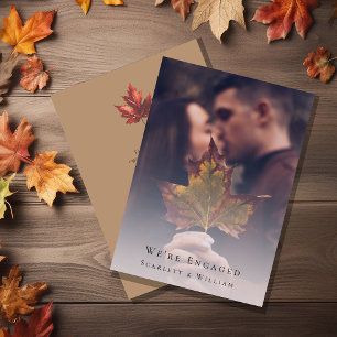 Simple Fall Terracotta Elegant Photo Vi är engager Inbjudningar