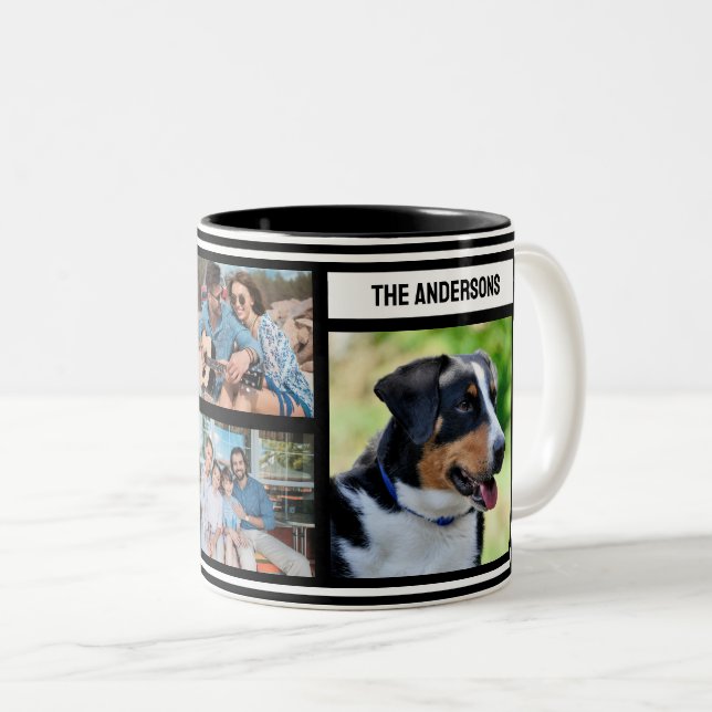 Simple Family Photo Collage Black Mugg (Framsida höger)