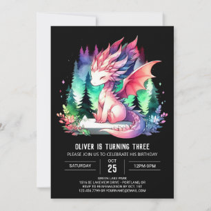 Simple Fantasy Dragon Birthday Inbjudningar