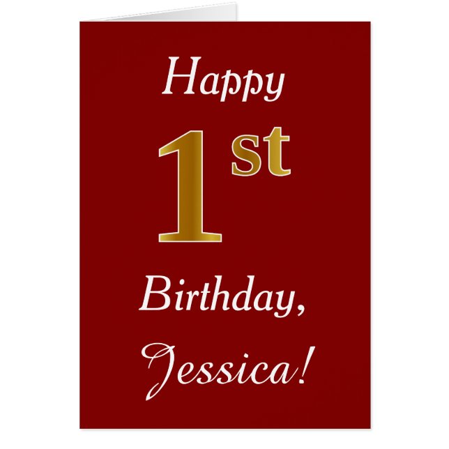 Simple Faux Guld 1:a födelsedagen + anpassat namnk Hälsningskort (Framsidan)