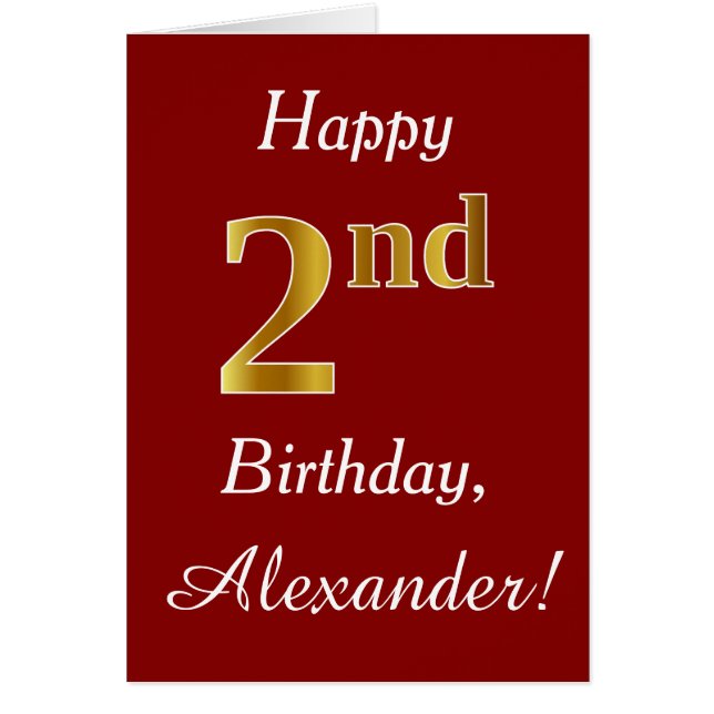 Simple Faux Guld 2:a födelsedagen + anpassat namnk Hälsningskort (Framsidan)