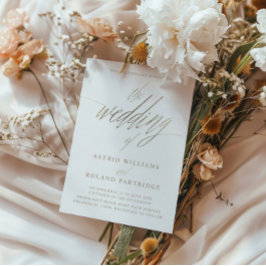 Simple Faux Guld Calligraphy Bröllop Inbjudningar