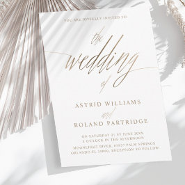 Simple Faux Guld Calligraphy Bröllop Inbjudningar