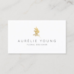Simple Faux Guld Flower Bouquet Blommigt Designer Visitkort