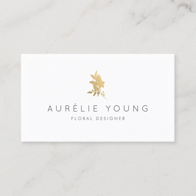 Simple Faux Guld Flower Bouquet Blommigt Designer Visitkort (Framsida)