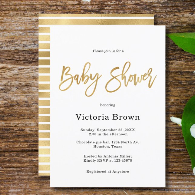 Simple faux Guld Gender Neutral Baby Shower Inbjudningar (Skapare uppladdad)