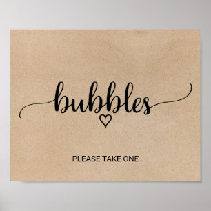 Simple Faux Kraft Calligraphy Bubbles Sign Poster