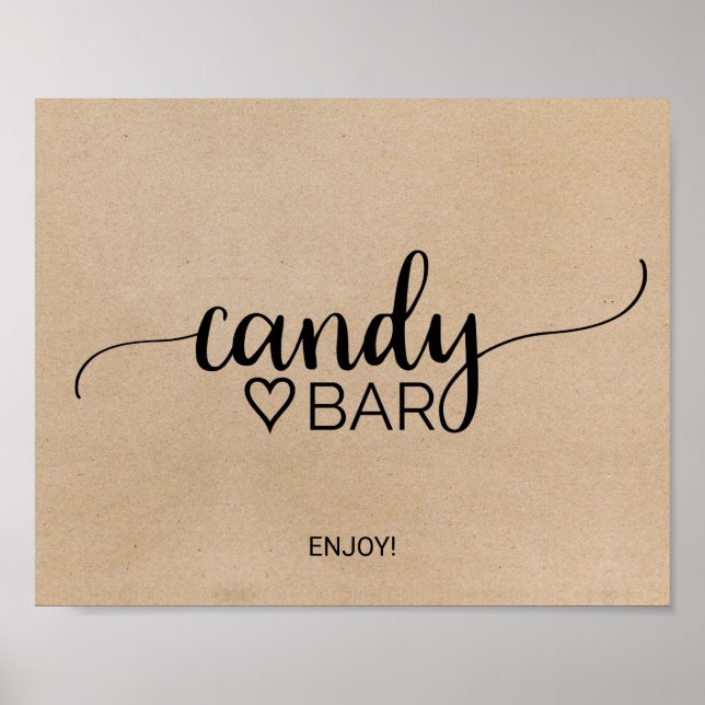 Simple Faux Kraft Calligraphy Candy Pub Sign Poster (Framsidan)