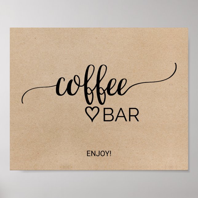 Simple Faux Kraft Calligraphy Coffee Pub Sign Poster (Framsidan)