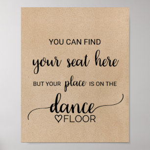 Simple Faux Kraft Calligraphy Dance Golv Sign Poster